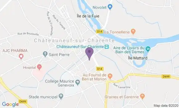 Localisation Crédit Agricole Agence de Châteauneuf sur Charente