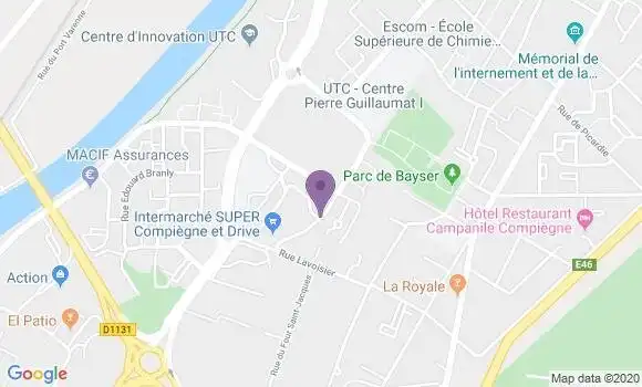 Localisation Crédit Agricole Agence de Compiègne Royallieu