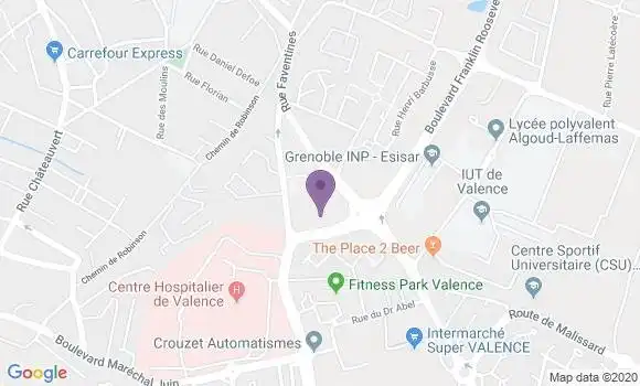 Localisation Crédit Agricole Agence de Valence Hautes Faventines