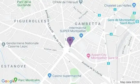 Localisation LCL Agence de Montpellier Berthelot