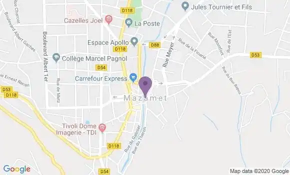 Localisation Crédit Agricole Agence de Mazamet