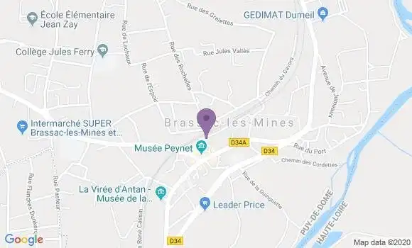 Localisation Crédit Agricole Agence de Brassac les Mines