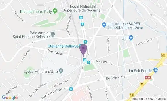 Localisation Crédit Agricole Agence de Saint Etienne Bellevue