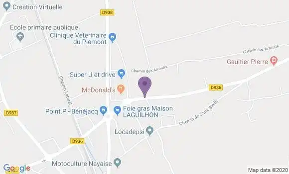 Localisation Crédit Agricole Agence de Bénéjacq