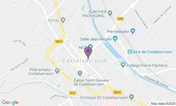 Localisation Crédit Agricole Agence de Castelsarrasin
