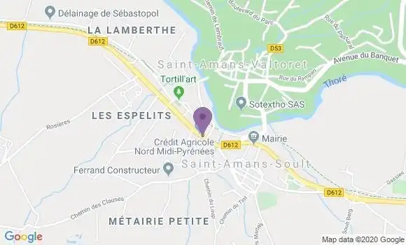 Localisation Crédit Agricole Agence de Saint Amans Soult