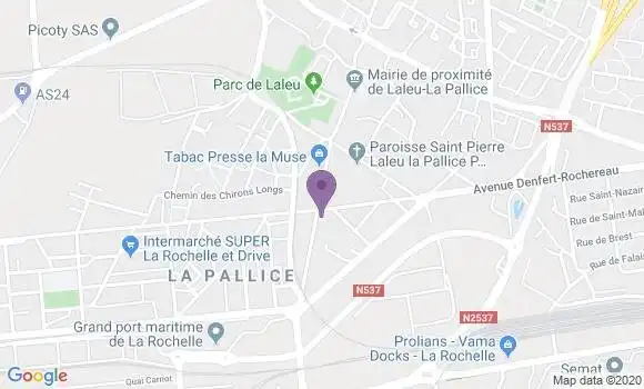 Localisation Crédit Agricole Agence de La Rochelle la Pallice
