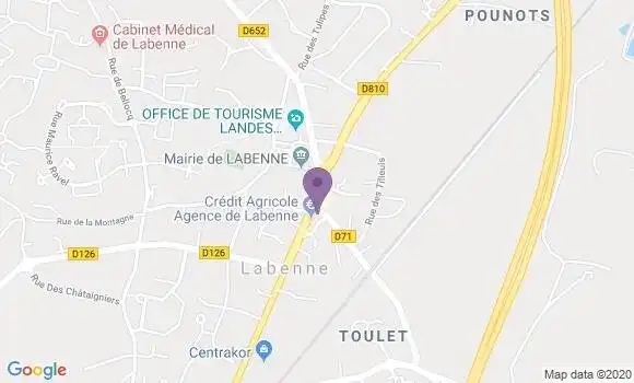 Localisation Crédit Agricole Agence de Labenne