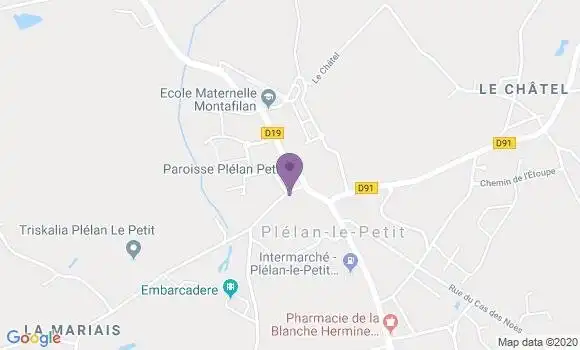 Localisation Crédit Agricole Agence de Plélan le Petit