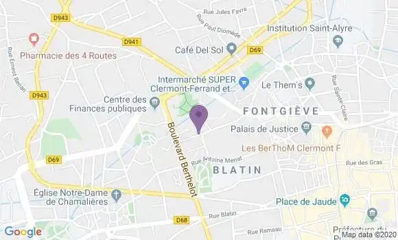 Localisation Crédit Agricole Agence de Clermont Ferrand Berthelot