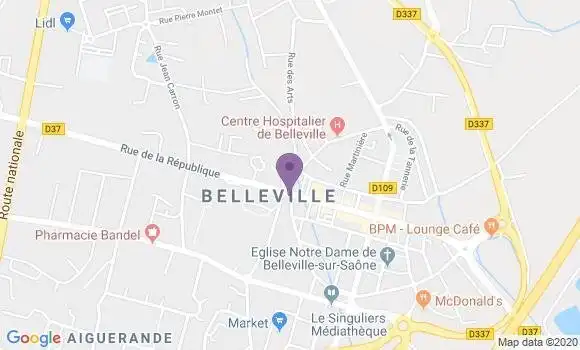 Localisation LCL Agence de Belleville sur Saône