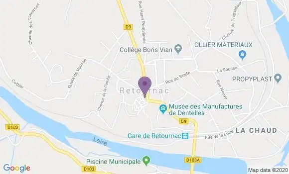 Localisation Crédit Agricole Agence de Retournac