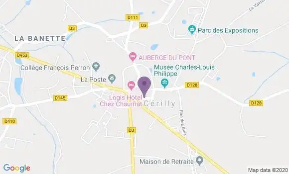 Localisation Crédit Agricole Agence de Cérilly