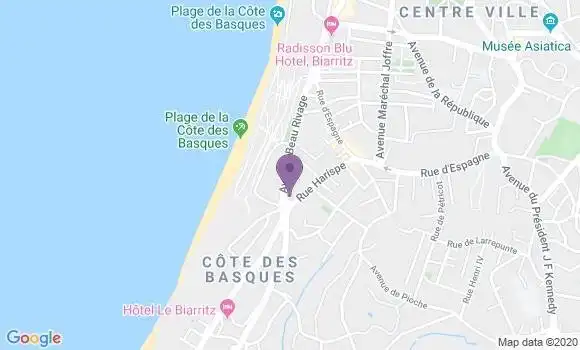 Localisation Crédit Agricole Agence de Biarritz Beaurivage