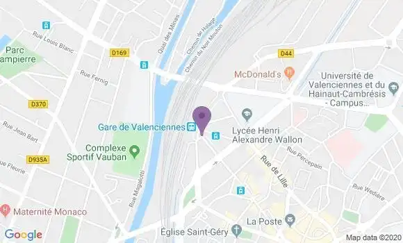 Localisation Crédit Agricole Agence de Valenciennes Gare