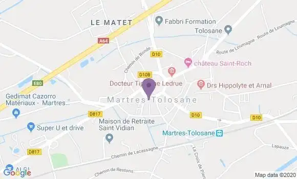 Localisation Crédit Agricole Agence de Martres Tolosane