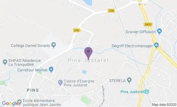 Localisation Crédit Agricole Agence de Pins Justaret