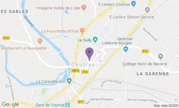 Localisation Crédit Agricole Agence de Coutras