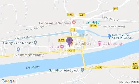 Localisation Crédit Agricole Agence de Lalinde