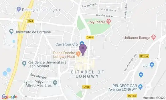 Localisation Crédit Agricole Agence de Longwy Haut