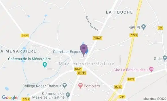 Localisation Crédit Agricole Agence de Mazières en Gâtine