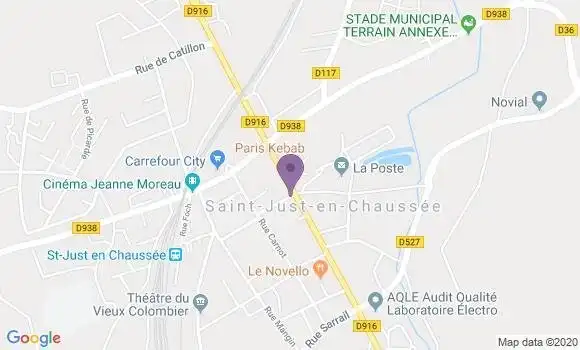 Localisation Crédit Agricole Agence de Saint Just en Chaussée