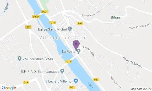 Localisation Crédit Agricole Agence de Villemur sur Tarn