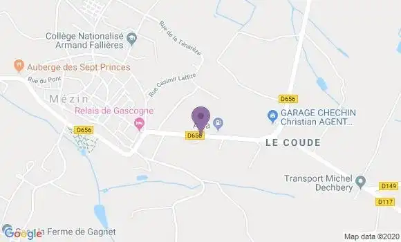 Localisation Crédit Agricole Agence de Mézin