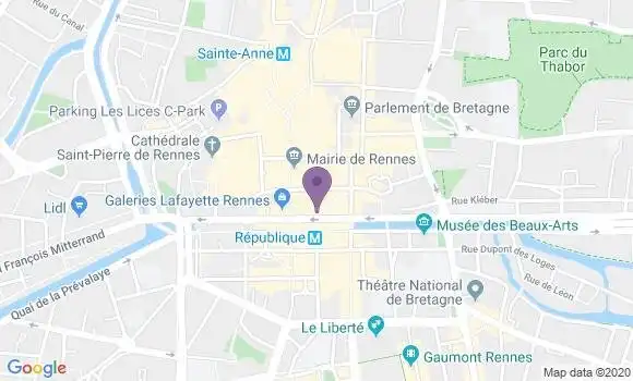 Localisation LCL Agence de Rennes Hôtel de Ville