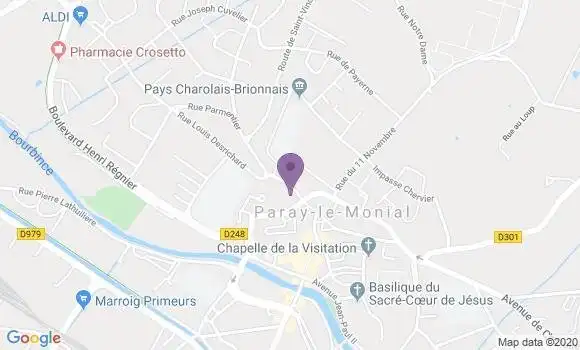 Localisation Crédit Agricole Agence de Paray le Monial Europe