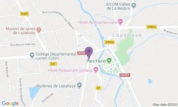 Localisation Crédit Agricole Agence de Lapalisse