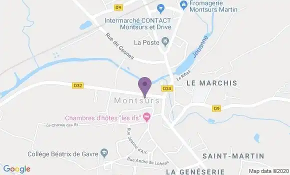 Localisation Crédit Agricole Agence de Montsûrs