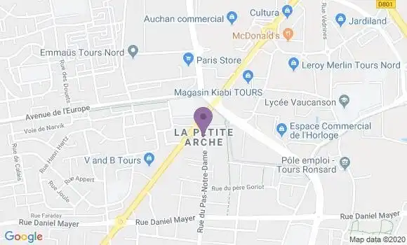 Localisation Crédit Agricole Agence de Tours Petite Arche