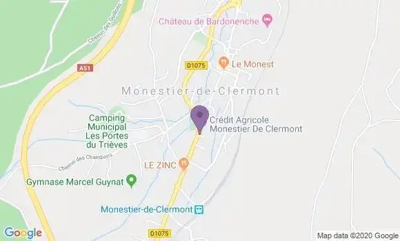 Localisation Crédit Agricole Agence de Monestier de Clermont