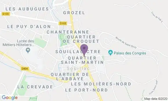 Localisation Crédit Agricole Agence de Souillac