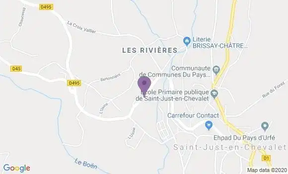 Localisation Crédit Agricole Agence de Saint Just en Chevalet