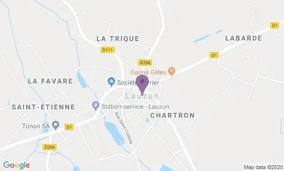 Localisation Crédit Agricole Agence de Lauzun