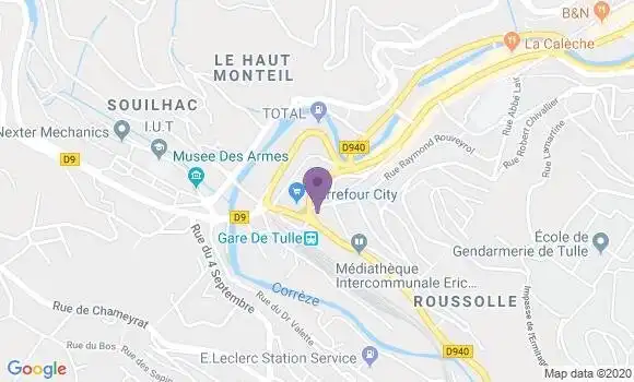 Localisation Crédit Agricole Agence de Tulle Gare