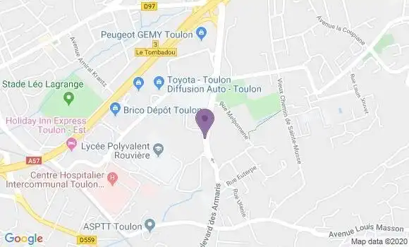 Localisation Crédit Agricole Agence de Toulon Sainte Musse