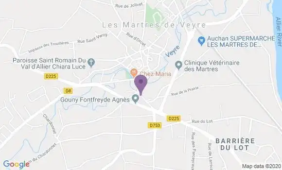 Localisation Crédit Agricole Agence de Les Martres de Veyre