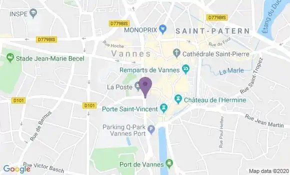 Localisation Crédit Agricole Agence de Vannes Centre
