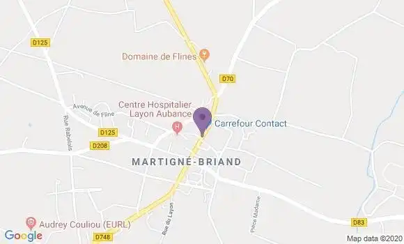 Localisation Crédit Agricole Agence de Martigné Briand
