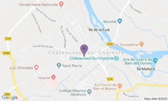Localisation Société Générale Agence de Châteauneuf Charente
