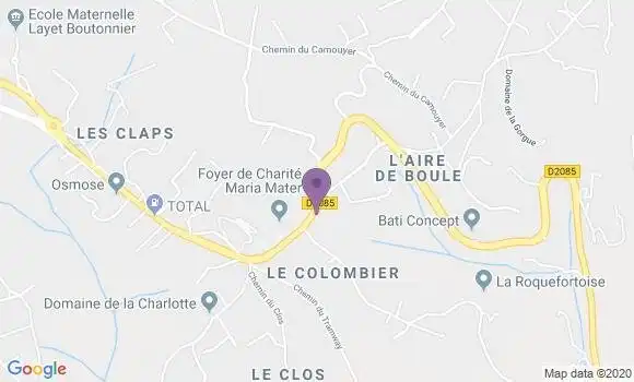 Localisation Crédit Agricole Agence de Roquefort les Pins