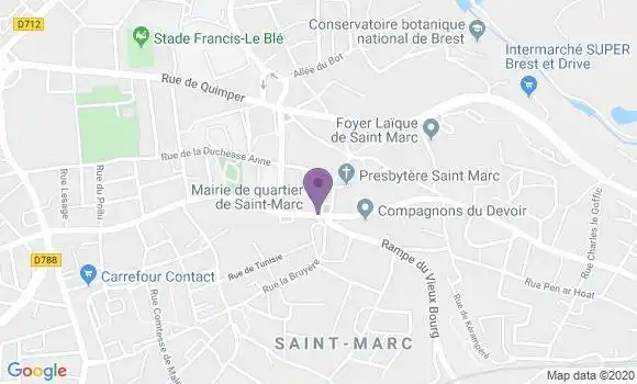 Localisation Crédit Agricole Agence de Brest Saint Marc