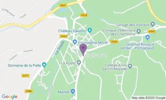 Localisation Crédit Agricole Agence de Pontgibaud