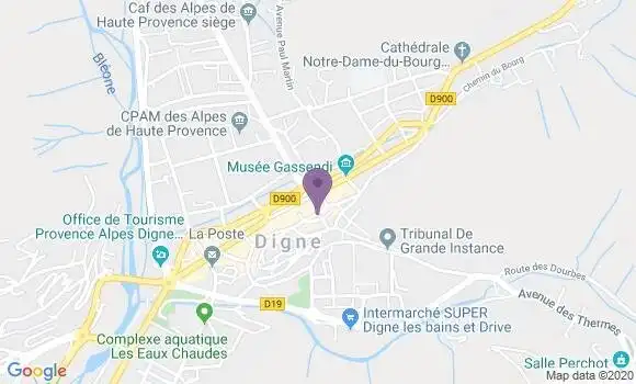 Localisation Crédit Agricole Agence de Digne Cours des Arès