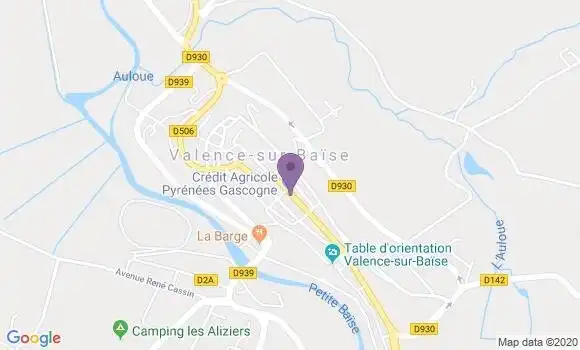 Localisation Crédit Agricole Agence de Valence sur Baise Castéra