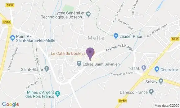 Localisation Crédit Agricole Agence de Melle