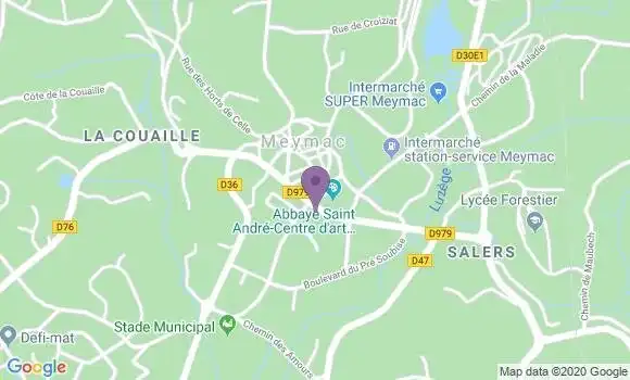 Localisation Crédit Agricole Agence de Meymac